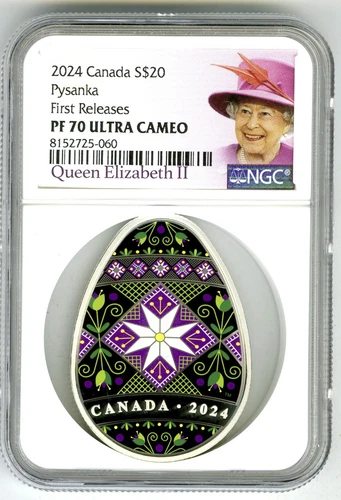2024 $20 1OZ CANADA PYSANKA UKRAINIAN EGG NGC PF70 SILVER PROOF FIRST RELEASES