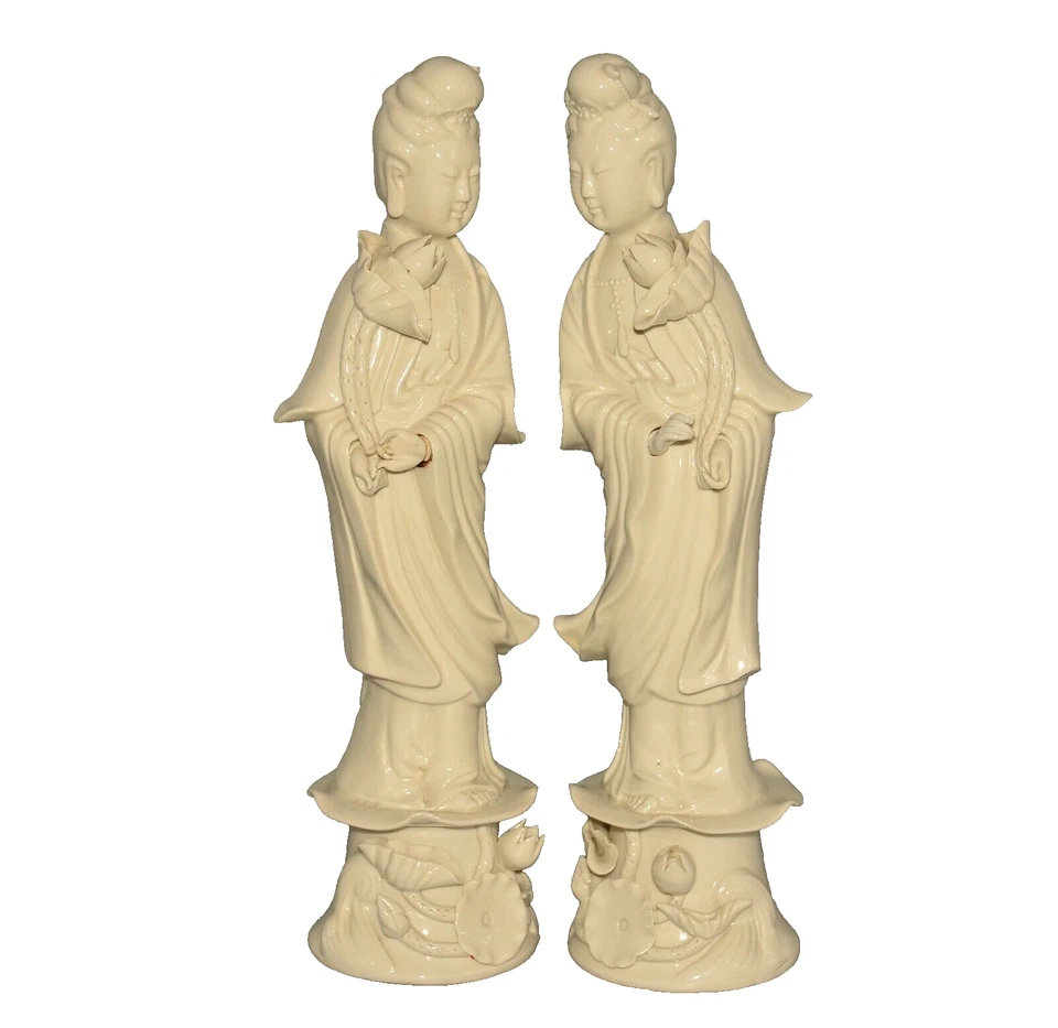 Estátuas antigas de porcelana chinesas Guanyin KwanYin Blanc DeChine - Imagem 4 de 4