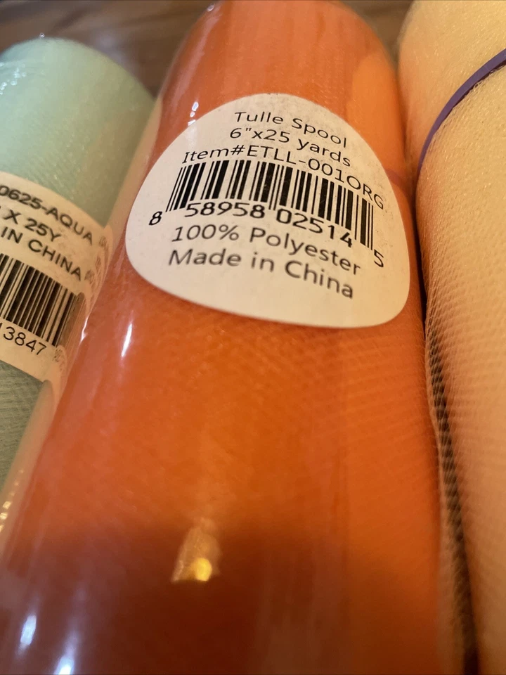 Lote Variedad Carretes Tul 58" W x 2 1/2 Yardas y 6" X 25 Yd Nuevo Foto 4 de 4