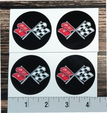 Chevy Cross Flags Rim Wheel Center Cap Sticker Decal Laminated - Made In Usa