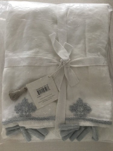 $1132 New Serena & Lily Brookside 2 Duvet s + 2 Shams Sky Blue TASSELS Twin PAIR - Picture 7 of 8