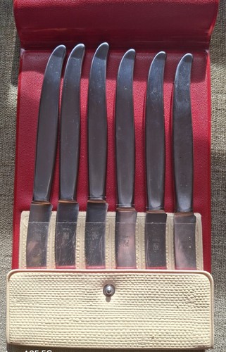 6 VTG Knives WMF Laurel Cromargan INOX Fine Stainless IN CASE Germany * SUPERB! - Foto 3 di 12