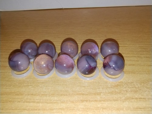 Vtg. Lot of 10 Purple Lavender Brushed Patch 9/16 Marbles (Vitro, MK, Champion)?