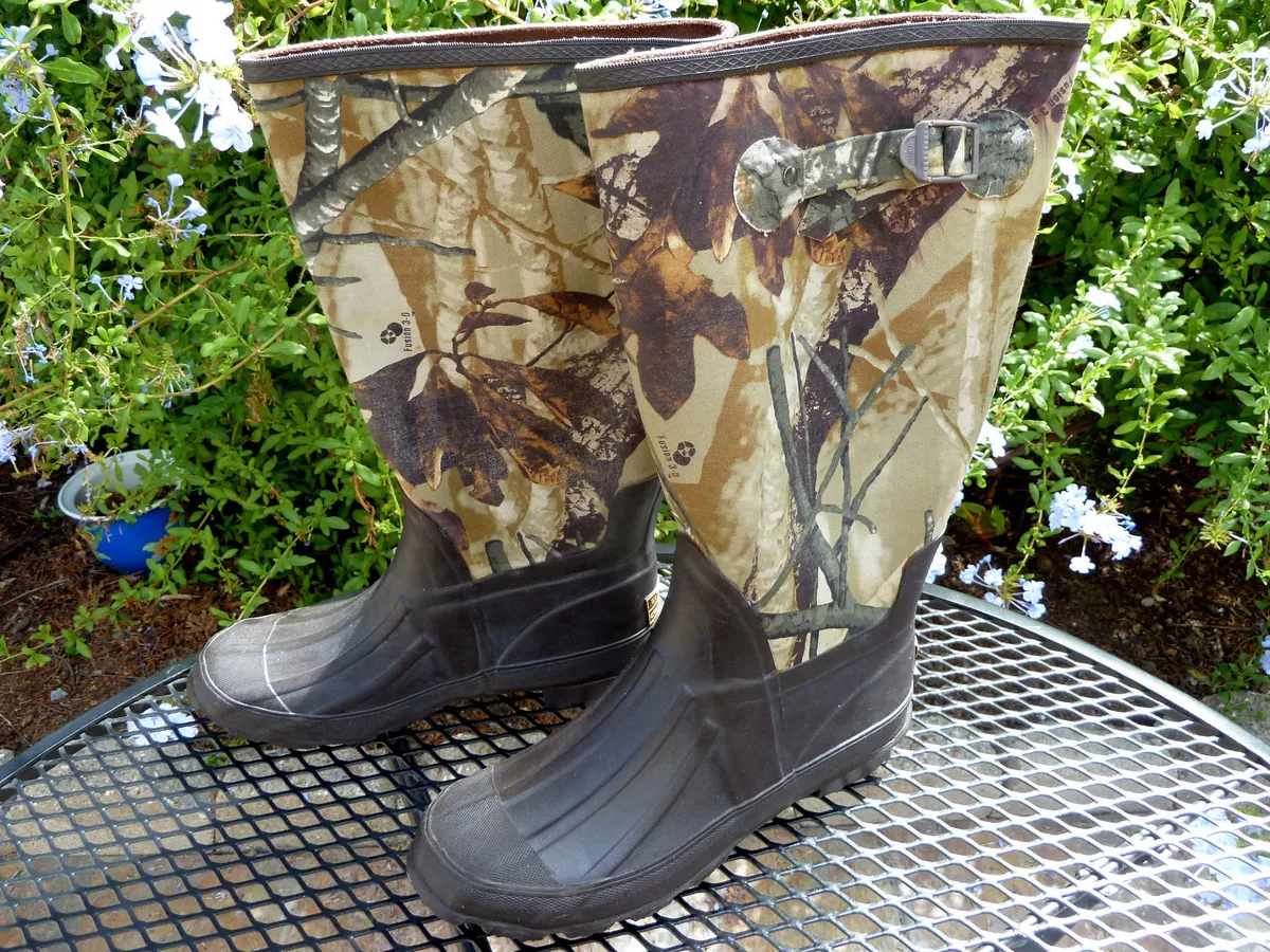 LN Ozark Trail Men 10 Waterproof Tall Rubber Hardwood Camo Fishing/Hunting  Boots