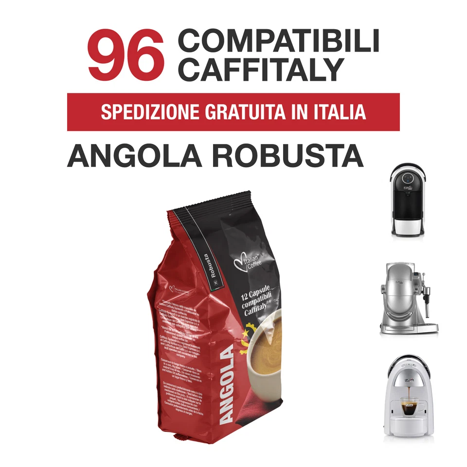 96 Capsule caffè Angola 100% Robusta Italian Coffee compatibili Caffitaly