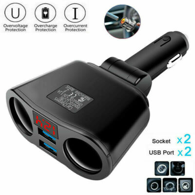 Car Cigarette Lighter Adapter DC 12V 2 Way Double Plug Socket Charger  Splitter
