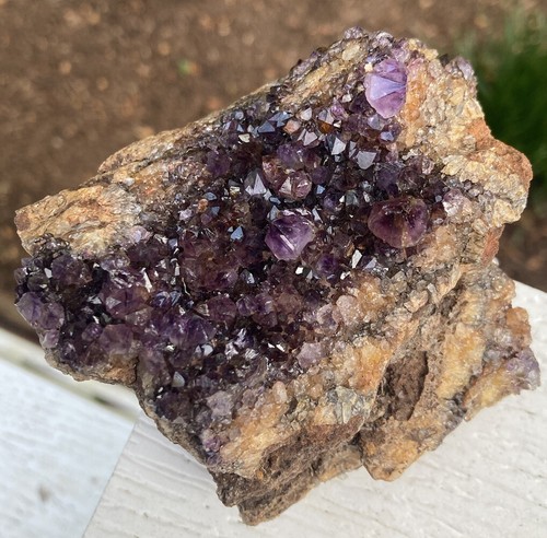 377g Rare DARK PURPLE AMETHYST SPIRIT QUARTZ Fairy Cactus Crystal Cluster 3.54" - Picture 2 of 11