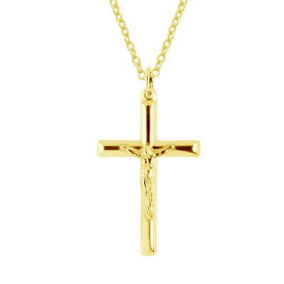 14k Gold Sterling Silver Religious Small Italian Cross Charm Pendant  Necklace