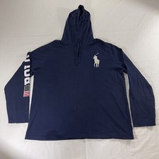 Polo Ralph Lauren Men's XL Hoodie Shirt BIG PONY Logo Flag L/S Spell Out