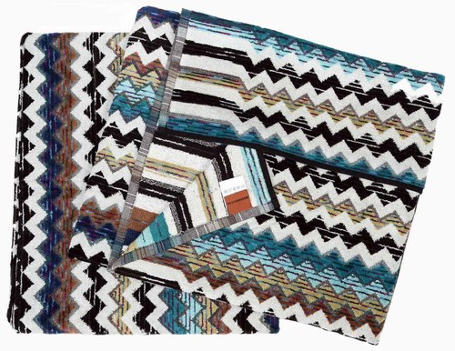 MISSONI HOME TWO BATH TOWELS COTTON VELOUR 28x45" 70x115cm PAUL 170 - Picture 5 of 5