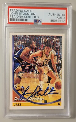 John Stockton Signed 93 Topps Card #356 PSA/DNA Auto Utah Jazz