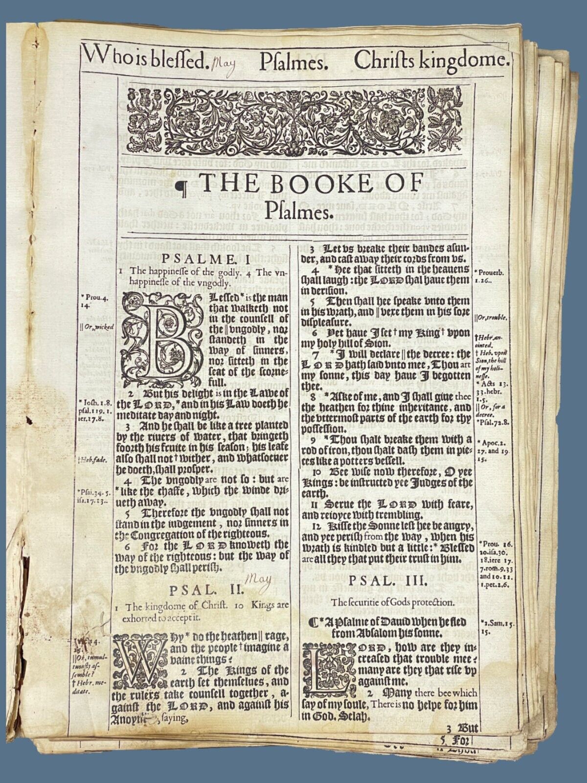 1611 KJV KING JAMES BIBLE LEAF PAGE BOOK OF JUDGES 9:39-11:10 ISRAEL  PUNISHED VG