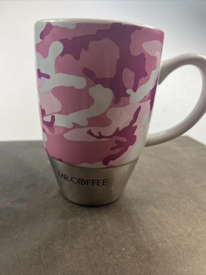 Taza de viaje Mr. Coffee rosa camuflaje aislada cerámica inoxidable 16 oz Foto 2 de 4