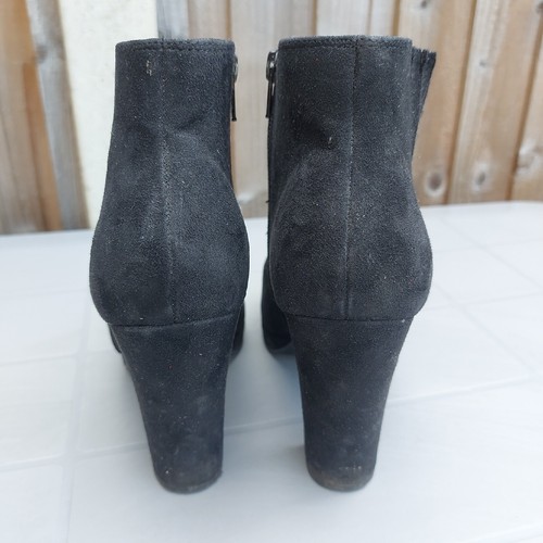 NEW LOOK WOMEN'S BLACK FAUX SUEDE ZIP UP HIGH HEELED ANKLE BOOTS SHOE UK SIZE 5 - Picture 7 of 15