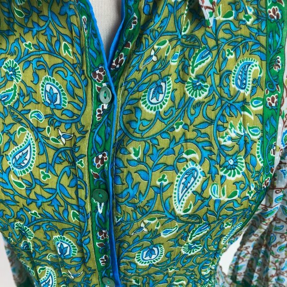 Roberta Freymann Small Blouse Button Front Paisle… - image 5