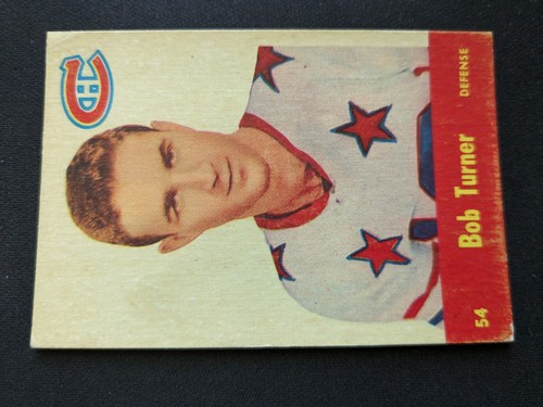 1955-56 Parkhurst Hockey Card # 54 Bob Turner RC - Montreal Canadiens (VG/EX) - 第 1/3 張圖片