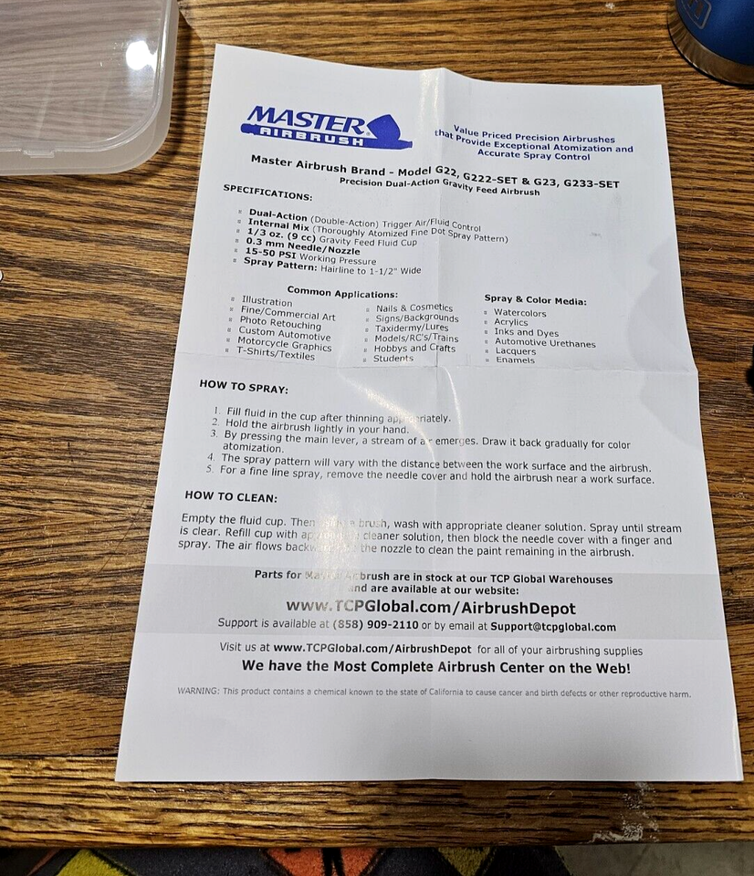 G233 Pro Set Master Gravity Airbrush Kit 3 Fluid Tips, Hobby Auto Paint