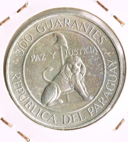 Paraguay 300 Guaranies 1973 Silver Lion unc