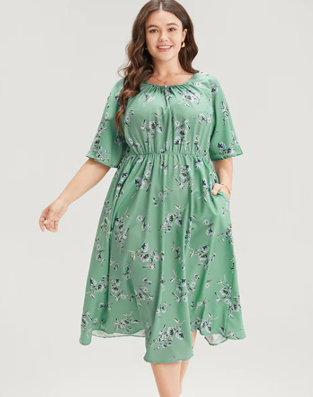 DEUXIEME CLASSE - argue⭐︎COTTON SUPPLE MOLESKIN WIDE DRESS It's a polka dot drop waist bubble midi dress for Spring