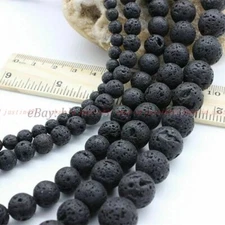 Natural Black Volcanic Lava Beads Grade AAA Round Loose Beads 6-7/8-9/10/12/14MM