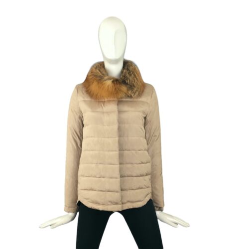 Brunello Cucinelli Ladies FOX FUR Collar Down Puffer Jacket Coat Size IT42 S US6 - Picture 2 of 10