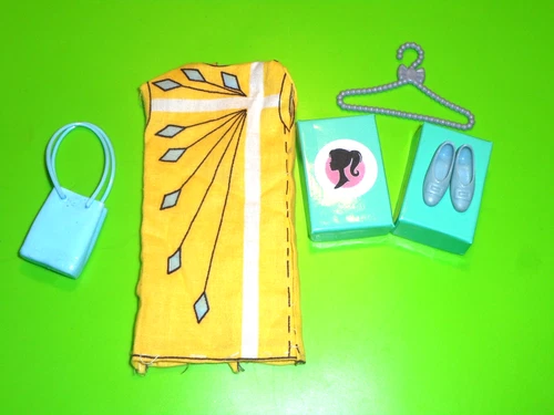 Vintage Barbie RARE CUT N SEW FRANCIE SIZE YELLOW MOD DRESS JAPAN LT BLUE SHOES