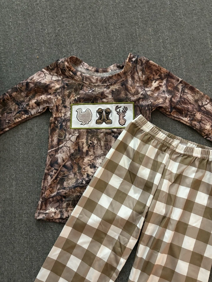 Traje bordado de caza camuflaje camuflado para niños  Foto 3 de 3