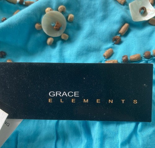 Skirt Woman’s Tiered Beaded Shells Turquoise Sz 10 Cotton Grace Elements See Pic - Picture 5 of 16