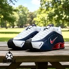 Nike Shox R4 Shoes Midnight Navy Gym Red White USA HQ1988-400 Men's Sizes NEW