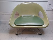 Vintage MCM Cosco Child Booster Seat Avocado Green with Adjustable Chrome Legs