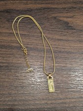 Used Christian Dior CD Logo Pendant Necklace Gold Tone Chain Vintage Authentic
