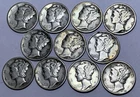 Lot Of 11~Mercury Dimes 1935 - 1945 Circ 90% Silver