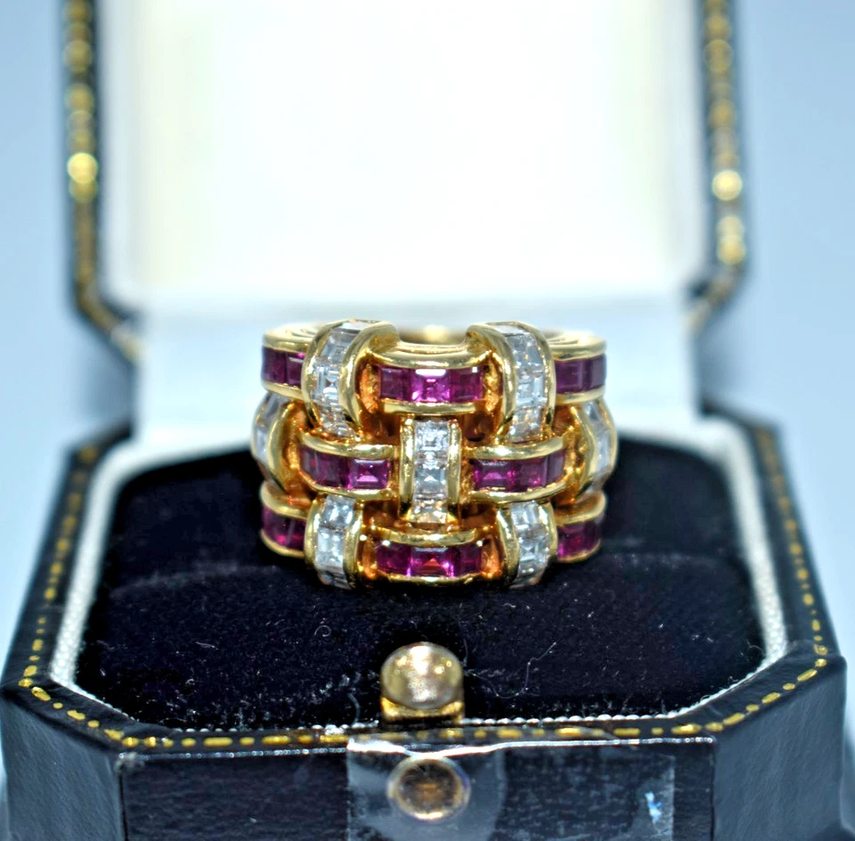 Anillo de cóctel Jumbo 18k VS1 diamantes y rubí 16,8 g talla 5,5 Foto 4 de 4