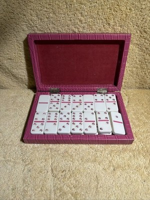 Vtg Cardinal Industries Pink stones Ed w/case missing one tile