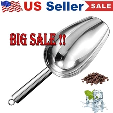 Stainless Steel Scoop Bar Ice Candy Dry Goods Popcorn Commercial Scooper 12oz