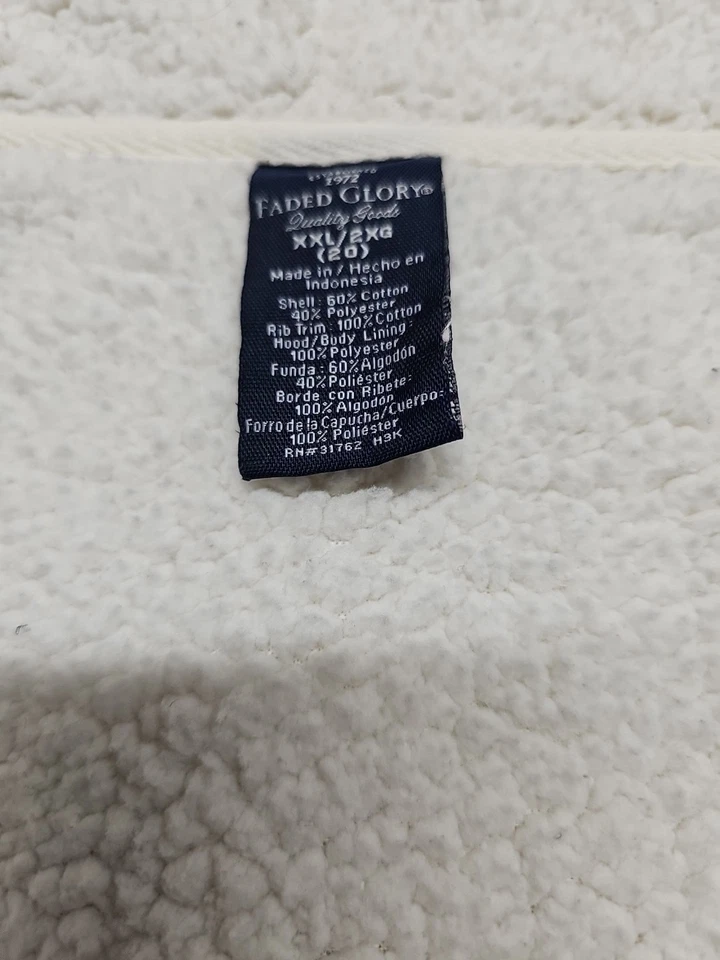 Faded Glory - Sudadera con capucha para mujer blanca con cremallera completa, forrada de lana con cremallera completa, 2 XL Foto 4 de 4