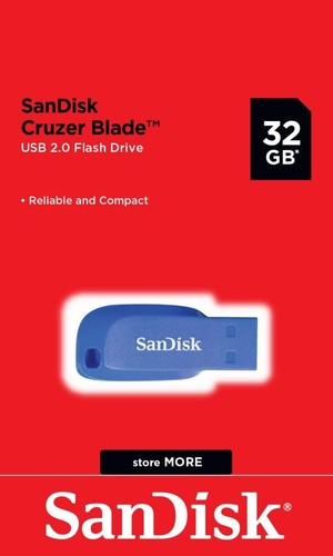 SanDisk SDCZ50C-032G-B35BE 32 GB Cruzer Blade USB 2.0 Flash Drive - Electric Blu - 第 5/5 張圖片