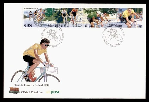 DR WHO 1998 IRELAND FDC BICYCLE RACE TOUR DE FRANCE STRIP M77258