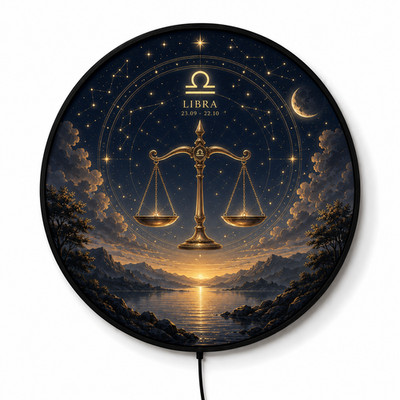 Libra Zodiac LED Wall Decor, Mystic Astrology Acrylic Light Sign