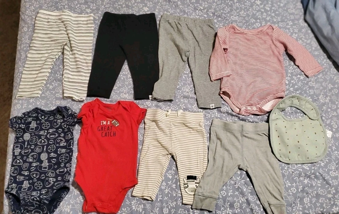 BABY CLOTHES Lot Of 9 Newborn & 6-9months + FREE BIB FREE SHIPPING
