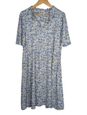 Joules Blue Floral Smock Dress Short Sleeve Lightweight Summer UK 12
