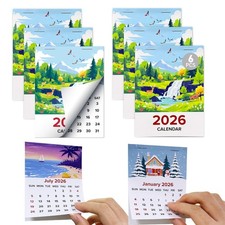 2026 Mini Calendar 6-Pack - Small Peel and Stick Monthly Wall Calendars color