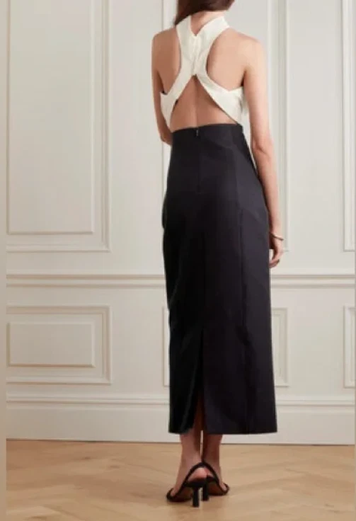 Vestido de diseñador vampiro halter dos tonos Rosie Assoulin, talla 0, venta al por menor. $1795 Foto 2 de 4