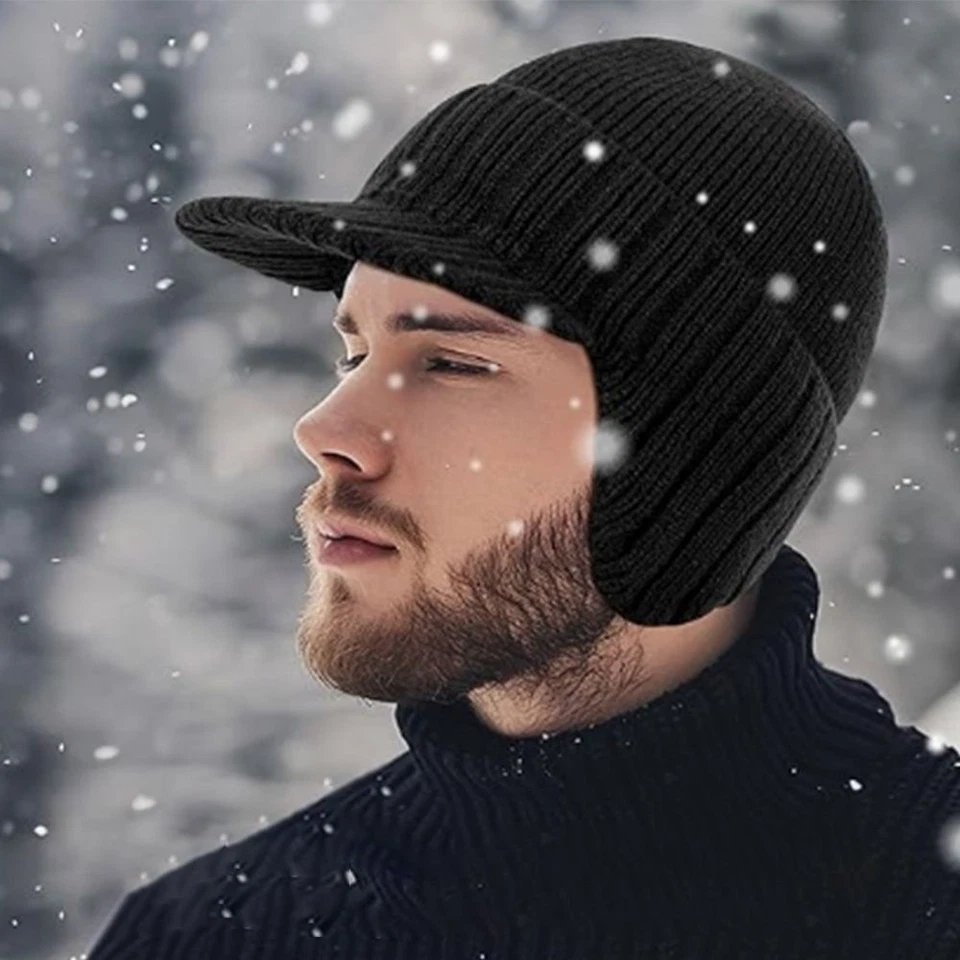 Thickened Baseball Knitted Cap Windproof Knitted Peaked Hat Men