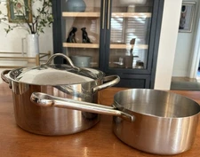 (2) Revere Ware Proline Copper Core Stainless Stock Pots Pans 4 and 1.5 Qt