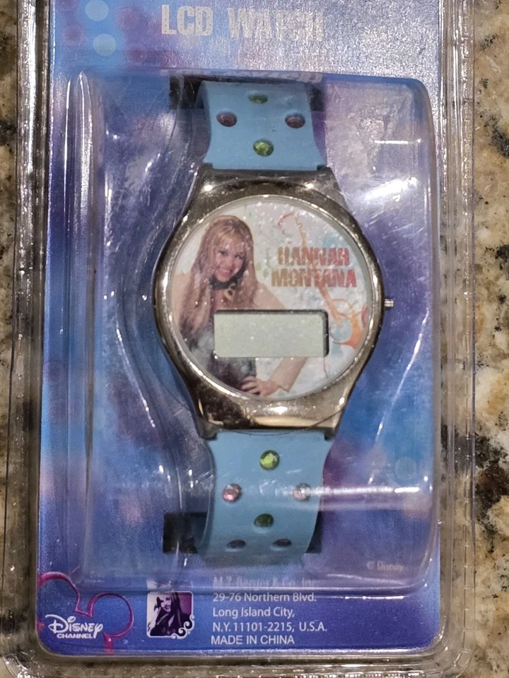 Reloj Disney Hannah Montana Miley Cyrus LCD Niñas Azul Teal NUEVO RARO DE COLECCIÓN AÑOS 2000  Foto 2 de 3