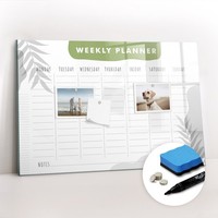 Glas Whiteboard Magnettafel Beschreibbar Trocken Abwischbar Wochenplan 60X40 Cm