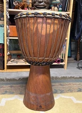 AFRICAN DJEMBE DRUM. 22"x11.5". Mali Lenke. Hand carved Kangaba, excellent cond.