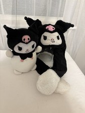 Lot 2 Kuromi Kigurumi Sanrio Hello Kitty Black Plush Hat Moving Ears Cosplay