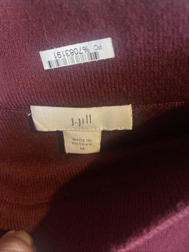 J.Jill Vintage Sweater Knit Skirt Set Womens Burgundy Cotton/Wool Blend Sz M - Picture 7 of 13
